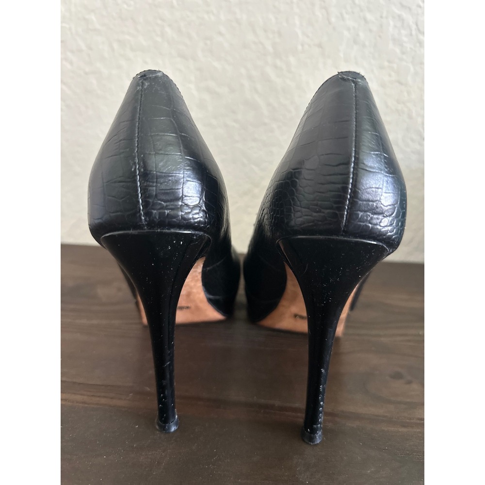 Cole Haan Platform Pumps Women 8.5 Black Croc Embossed Leather Stiletto Heels - Picture 5 of 13